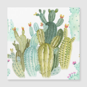 Vintage Cacti Blooming Watercolor Pattern