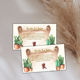 Vintage Cactus Cowboy Boots Books For Baby Shower  Enclosure Card