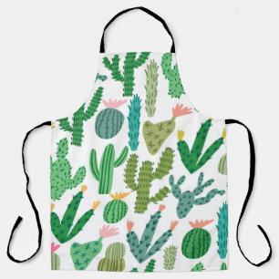 vintage cactus cute hand-drawn seamless pattern apron