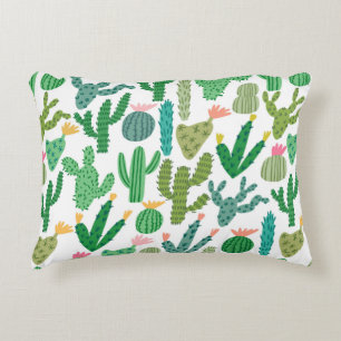 vintage cactus cute hand-drawn seamless pattern decorative cushion