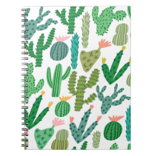 vintage cactus cute hand-drawn seamless pattern notebook