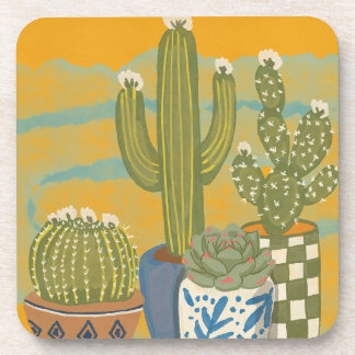 Vintage Cactus Flowers Coaster