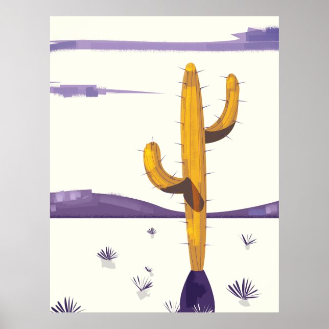 Vintage Cactus in the desert Poster (Front)