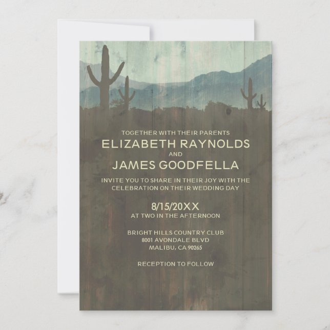 Vintage Cactus Wedding Invitations (Front)