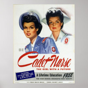 Vintage Cadet Nurse Corps Education Poster