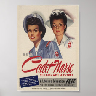 Vintage Cadet Nurse Recruiting Advertisement, Poster