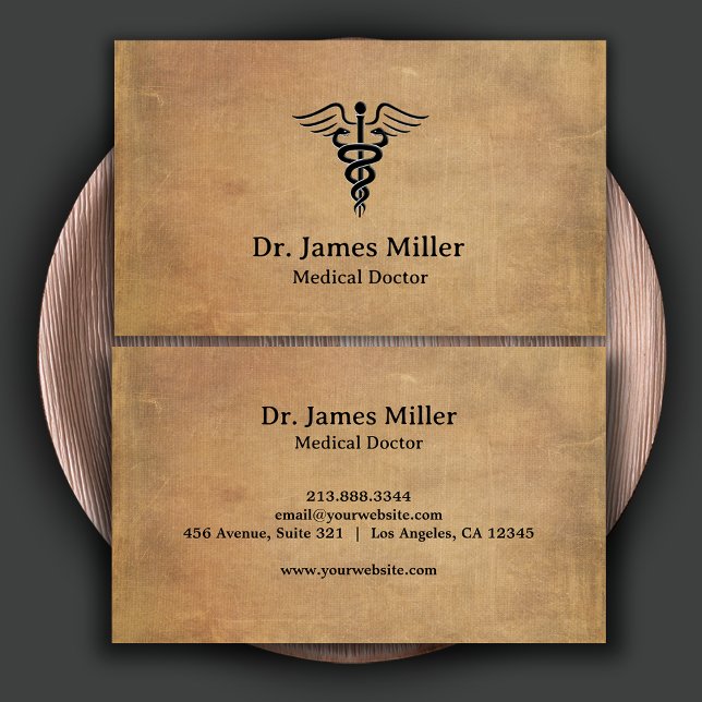 Vintage Caduceus Symbol Medical Professional  Business Card (Creator Uploaded)