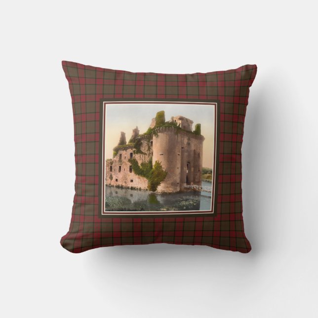 Vintage Caerlaverock Castle Clan Maxwell Tartan Cushion (Front)