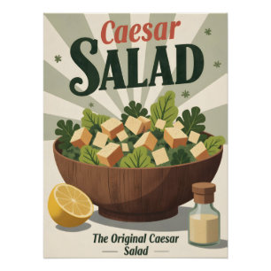 Vintage Caesar Salad Poster – Retro Kitchen Art