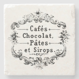 Vintage Café Advertisement Stone Coaster