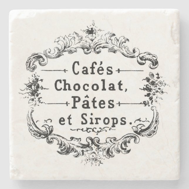 Vintage Café Advertisement Stone Coaster (Front)