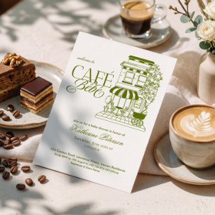 Vintage Café Bébé French Baby Shower Invitation