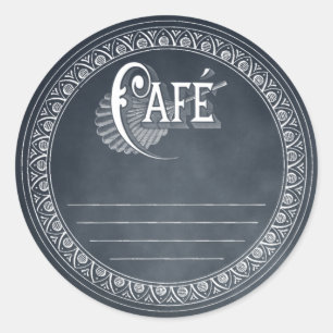 Vintage Cafe Blackboard Lined Recipe Sticker