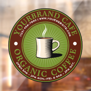 Vintage Café Coffee Shop Template Window Cling