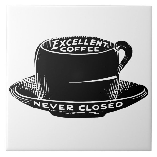 Vintage cafe coffee sign ceramic tile (Front)