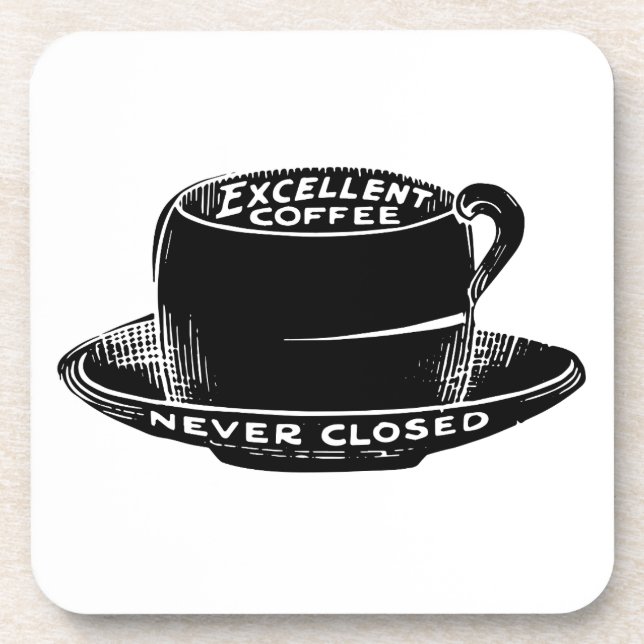 Vintage cafe coffee sign coaster (Front)