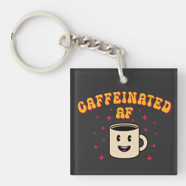 Vintage Caffeinated AF Key Ring (Front)