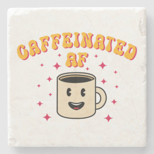 Vintage Caffeinated AF Stone Coaster
