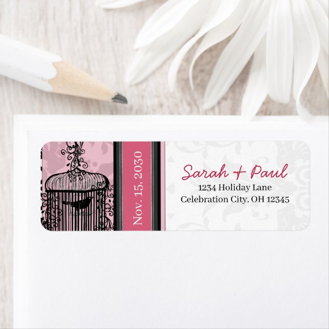 Vintage Cage Pink & Black Damask Dots (Insitu)