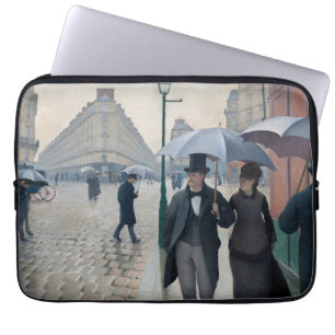 Vintage Caillebotte Paris Street Rainy Day Art Laptop Sleeve