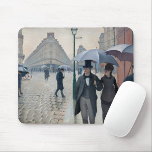 Vintage Caillebotte Paris Street Rainy Day Art Mouse Mat
