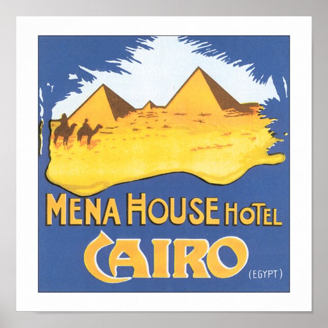 Vintage Cairo Egypt Hotel Travel Poster Print (Front)