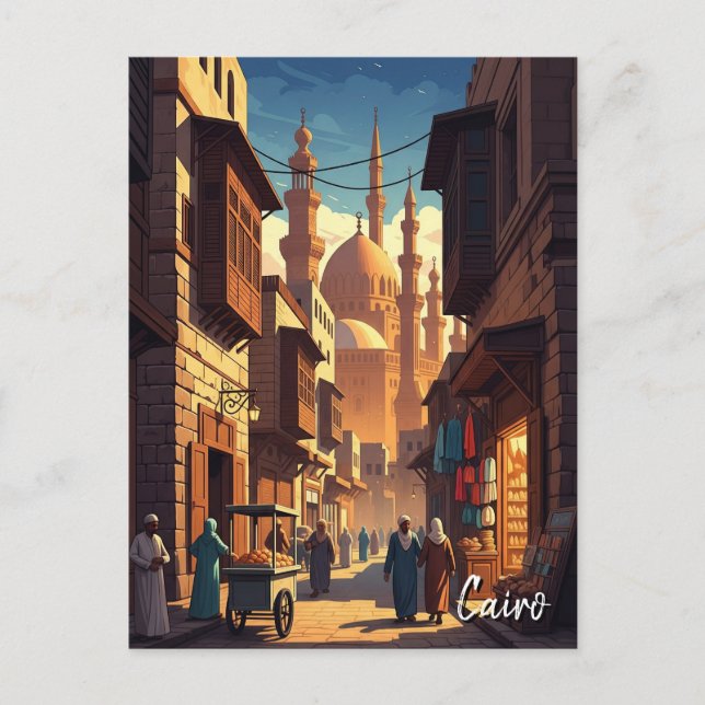 Vintage Cairo Egypt Travel Postcard (Front)