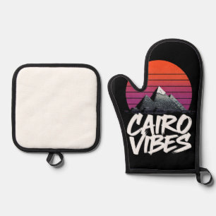Vintage Cairo Vibes Egyptian Street Style & Trav Oven Mitt & Pot Holder Set