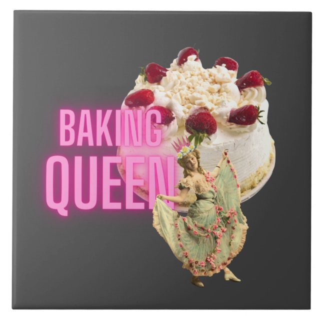 Vintage Cake Baking Queen  Tile (Front)