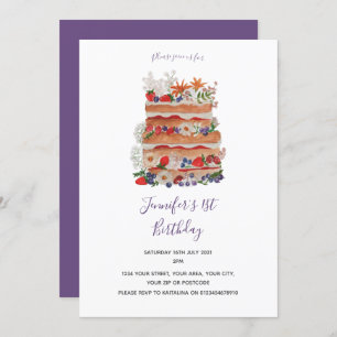 Vintage Cake birthday invitation