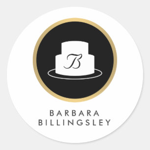 Vintage Cake Emblem Logo and Name Bakery Sticker