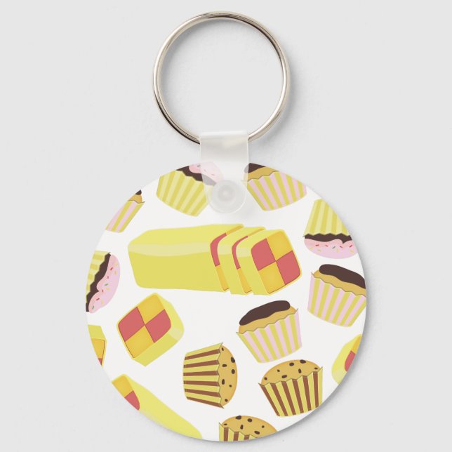 Vintage Cakes Pattern Key Ring (Front)