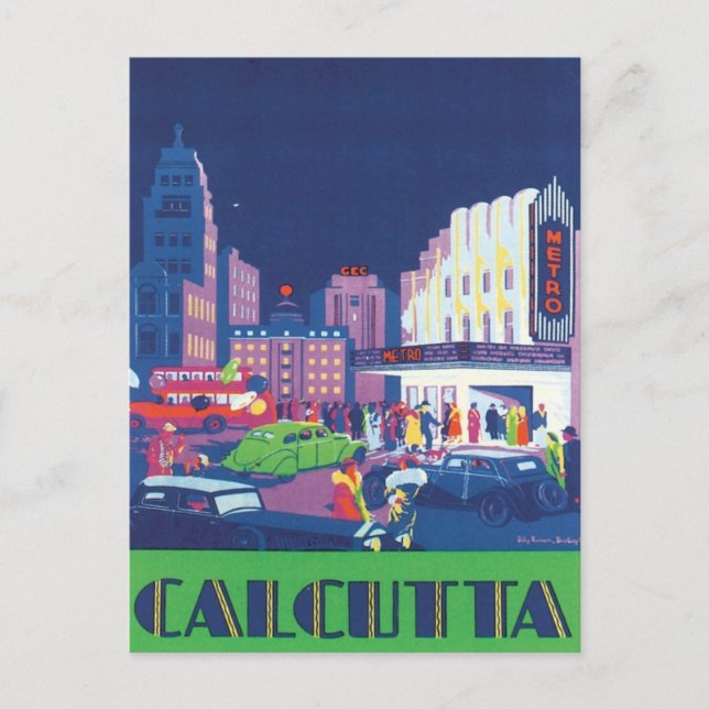 Vintage Calcutta Kolkata India Postcard (Front)