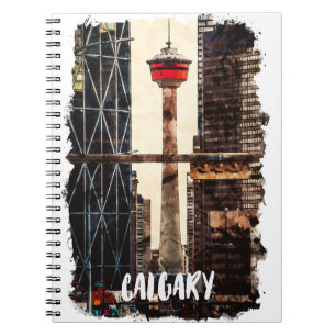 Vintage Calgary Alberta Canada Watercolor Travel Notebook