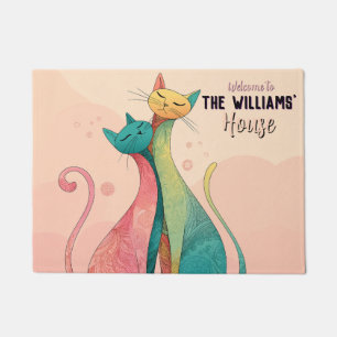 Vintage Calico Cat Mum Housewarming Gift Doormat