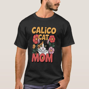 Vintage Calico Cat Mum Shirt with Flowers Distress