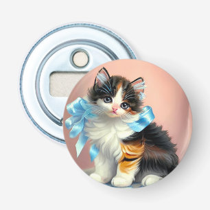 Vintage Calico Kitten Illustration Bottle Opener