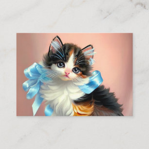Vintage Calico Kitten Illustration Enclosure Card