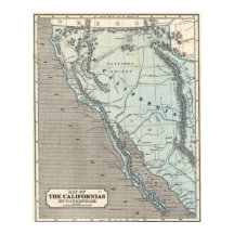 Vintage California 1845 Map Poster