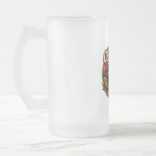Vintage California Admission Day Retro Bear & Popp Frosted Glass Beer Mug
