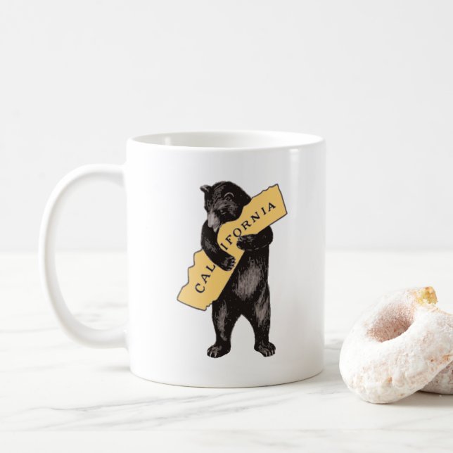 Vintage California Bear Hug Coffee Mug (With Donut)