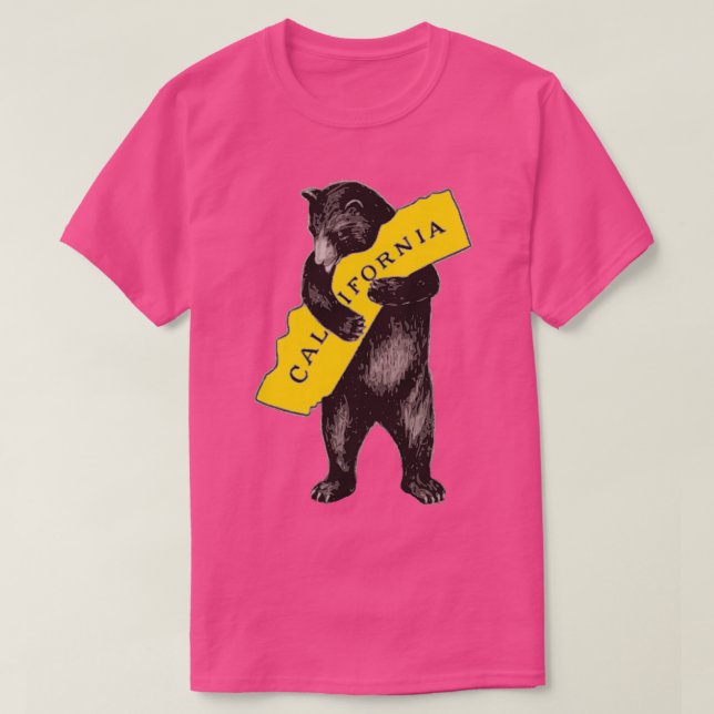 Vintage California Bear Hug Illustration T-Shirt (Design Front)