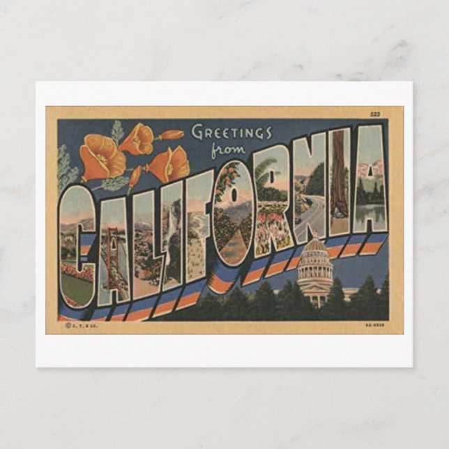 Vintage California Big Letter Postcard (Front)