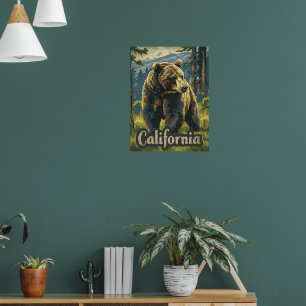 Vintage California Brown Bear Poster