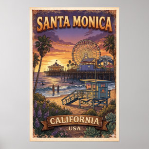 Vintage California Coast Pier Poster