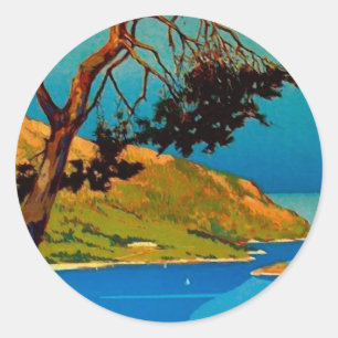 Vintage California Coast Travel Classic Round Sticker