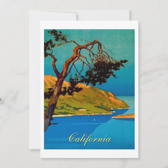 Vintage California Coast Travel Holiday Card (Front)