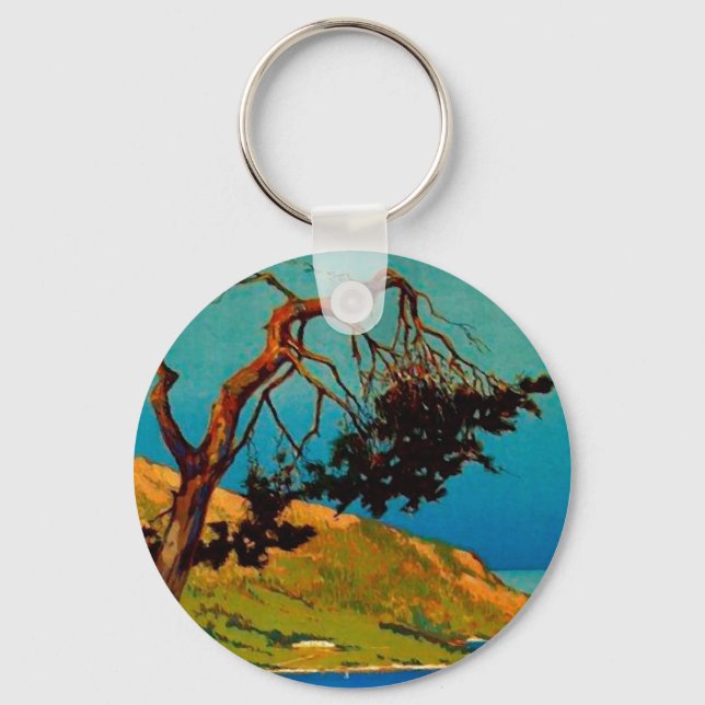Vintage California Coast Travel Key Ring (Front)