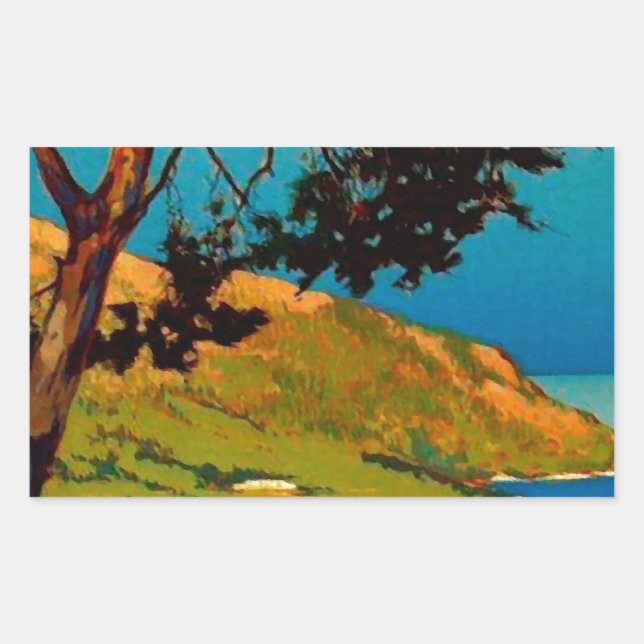Vintage California Coast Travel Rectangular Sticker (Front)