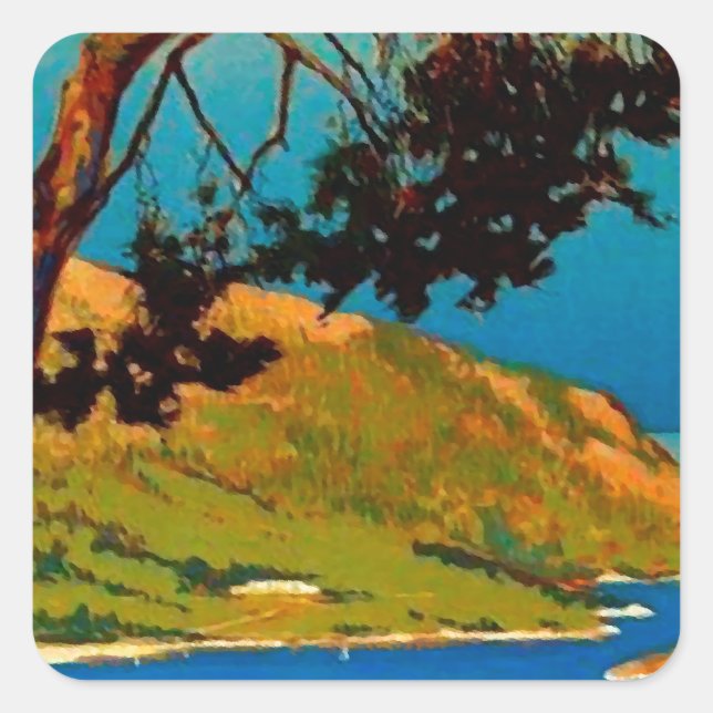 Vintage California Coast Travel Square Sticker (Front)